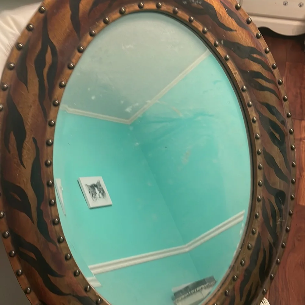 Heavy zebra round mirror by john Richard number 887